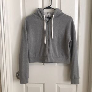 Gray Cropped Hoodie